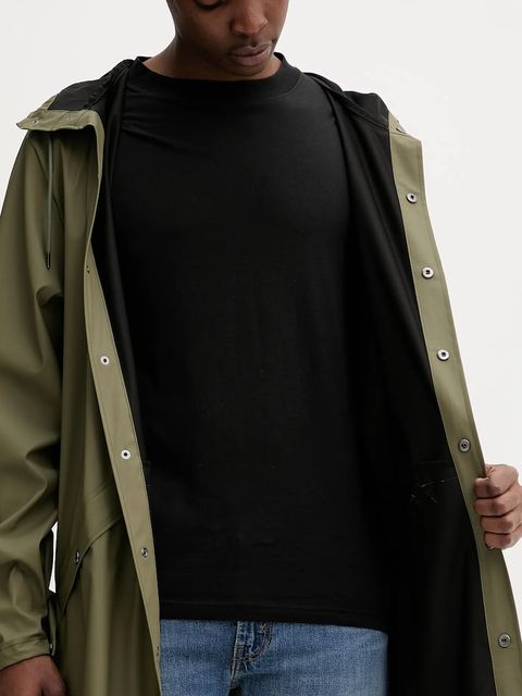 Rains kurtka 12020 Long Jacket kolor zielony przejściowa 12020