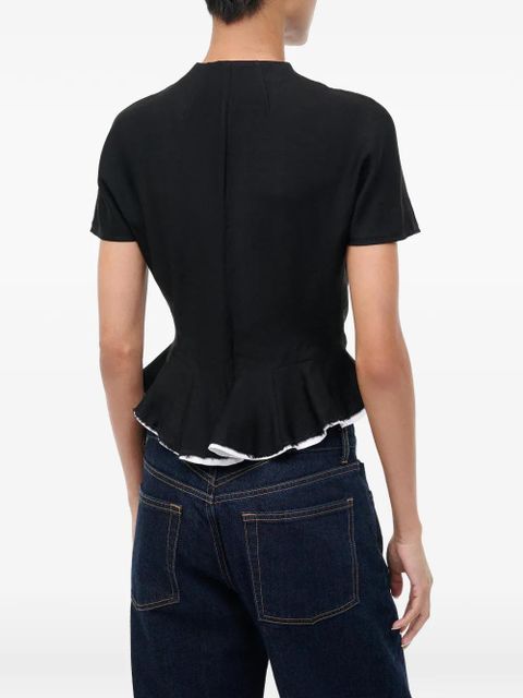 STAUD Maelle ruffled zip-up top - Black