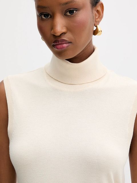 Silvian Heach kamizelka WARMI damski kolor beżowy lekki z golfem GPA25037LU