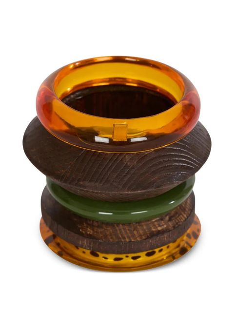 Balmain geometric bangle bracelets set - Brown - zdjęcie produktu nr 1