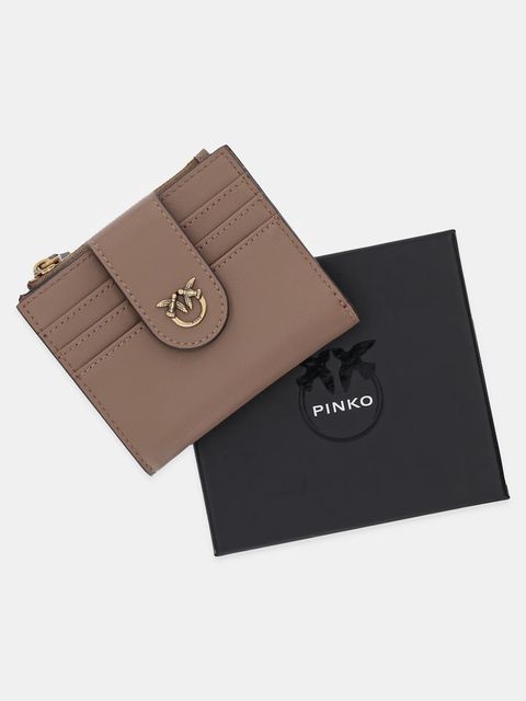 Pinko portfel skórzany damski kolor brązowy 103610 A0F1