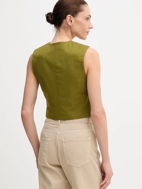 United Colors of Benetton kamizelka kolor zielony jednorzędowa 2YVXDJ011