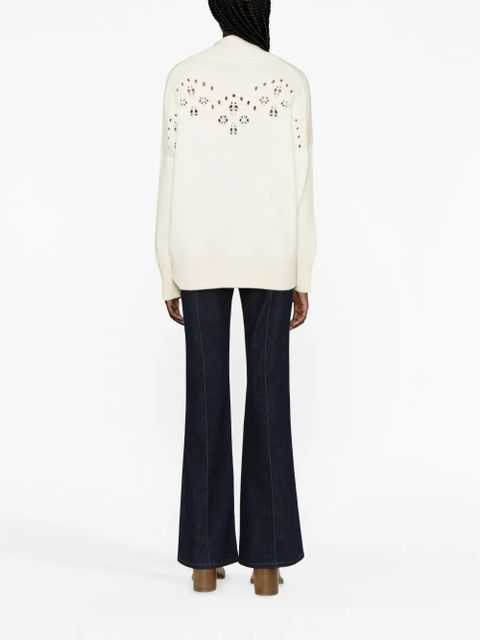Chloé pointelle-knit wool jumper - White