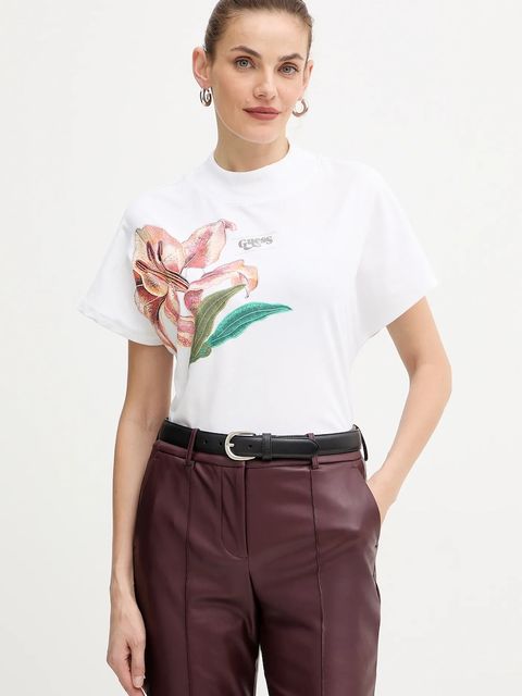 Guess t-shirt bawełniany LILY damski kolor biały W5BI16 I3Z14 - zdjęcie produktu nr 1