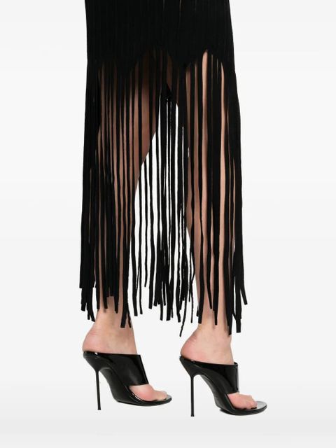 Balmain fringed-hem mini dress - Black