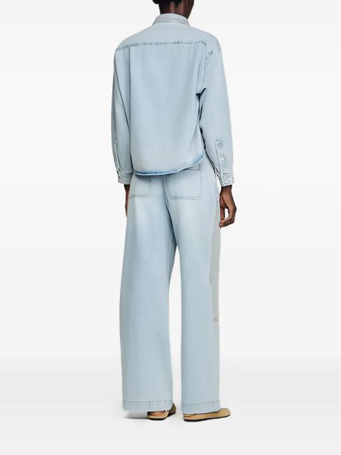 SANDRO rhinestone-embellished asymmetric shirt - Blue