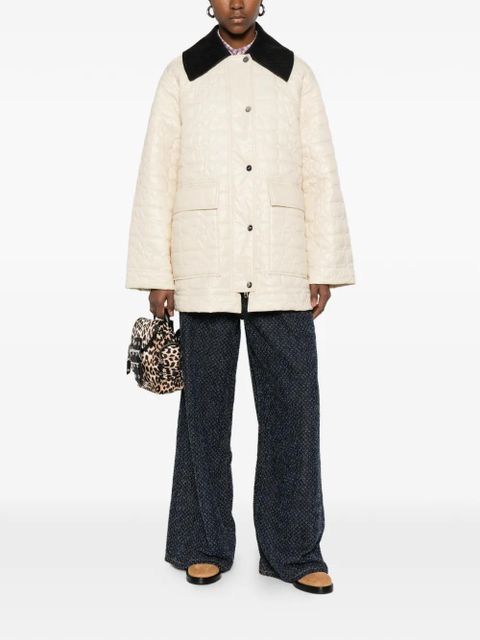 GANNI corduroy-collar quilted jacket - Neutrals - zdjęcie produktu nr 2