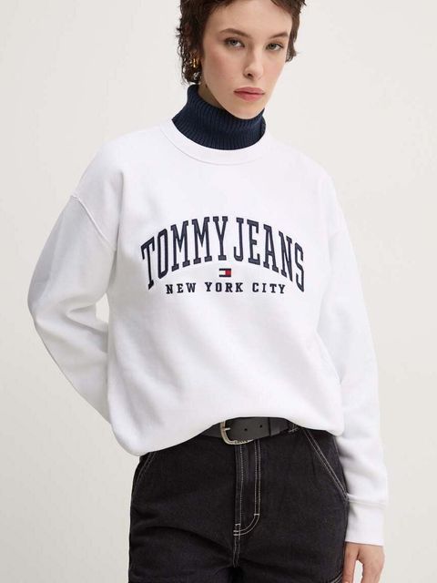 Tommy Jeans bluza damska kolor biały z aplikacją DW0DW19824
