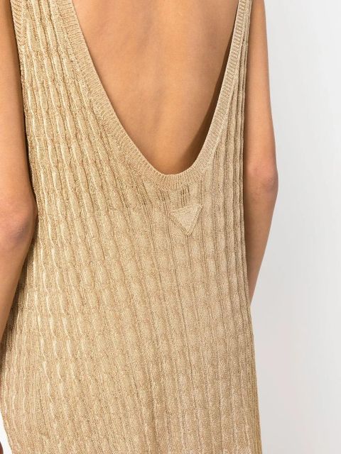 Prada knitted sleeveless midi dress - Gold