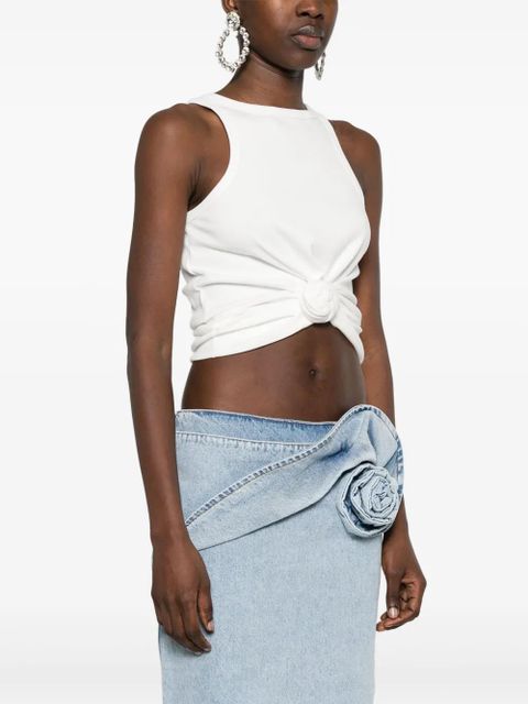 Magda Butrym rose-appliqué tank top - White