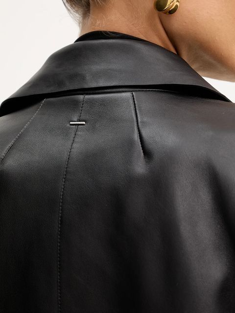 BOSS ramoneska skórzana kolor czarny przejściowa oversize 50547474