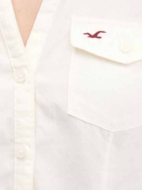 Hollister Co. koszula damska kolor beżowy regular z kołnierzykiem klasycznym KI340-5425