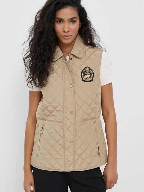 Lauren Ralph Lauren bezrękawnik damski kolor beżowy przejściowy