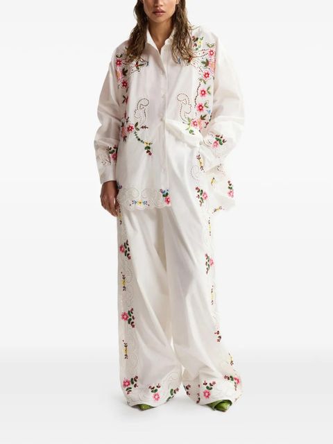 Essentiel Antwerp Jayme floral-embroidered cutwork-detail shirt - White - zdjęcie produktu nr 2