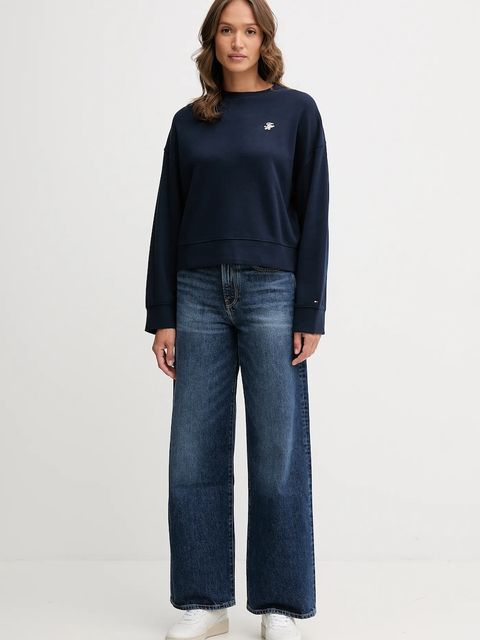 Tommy Hilfiger bluza damska kolor granatowy gładka WW0WW46152