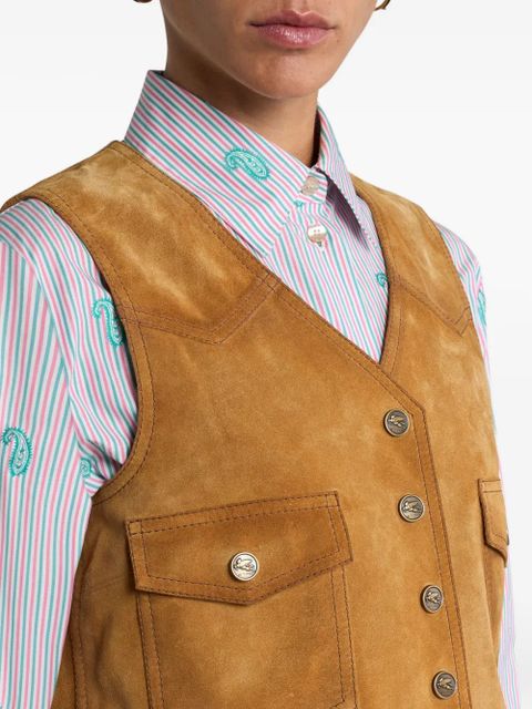 ETRO pocket suede waistcoat - Brown