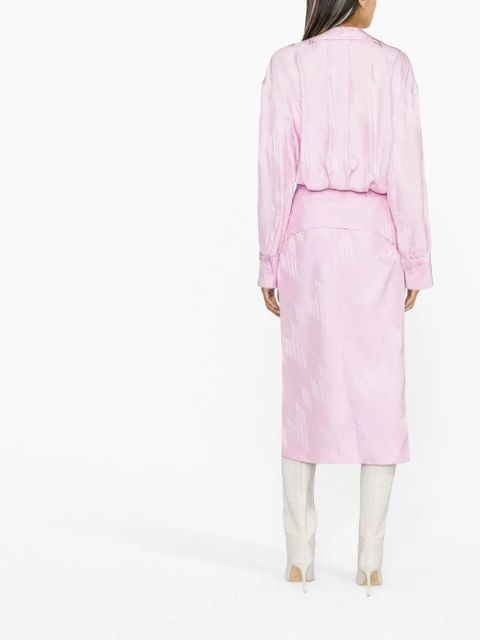 The Attico logo-jacquard satin shirt dress - Pink