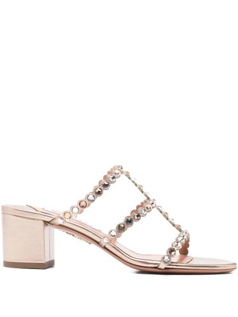 Aquazzura Tequilla crystal-embellishment sandals - Gold - zdjęcie produktu nr 1