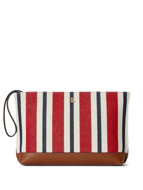 Lauren Ralph Lauren striped canvas clutch bag - Red - zdjęcie produktu nr 1