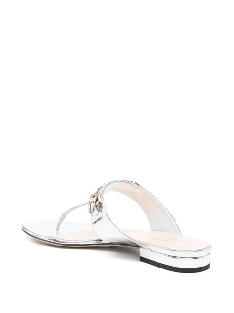 Gucci Horsebit flap sandals - Silver
