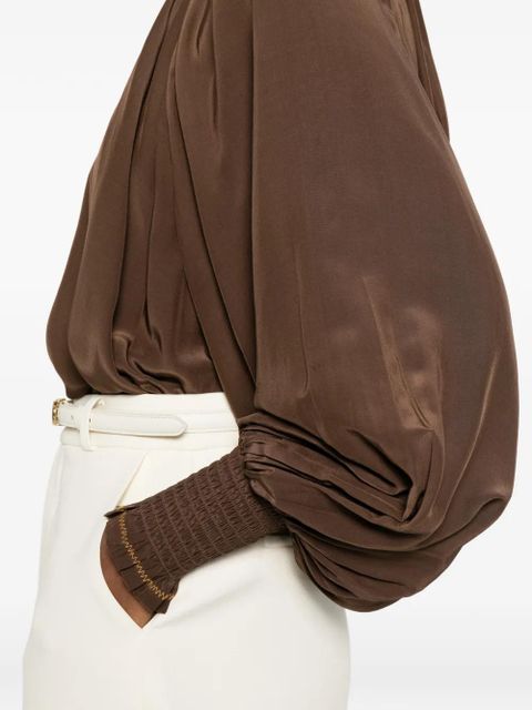ALEMAIS high-neck blouse - Brown