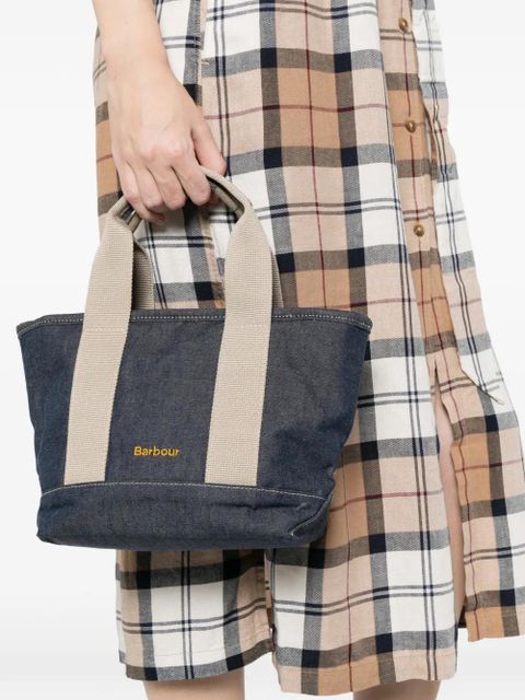Barbour mini Mya tartan-detail denim tote bag - Blue - zdjęcie produktu nr 2
