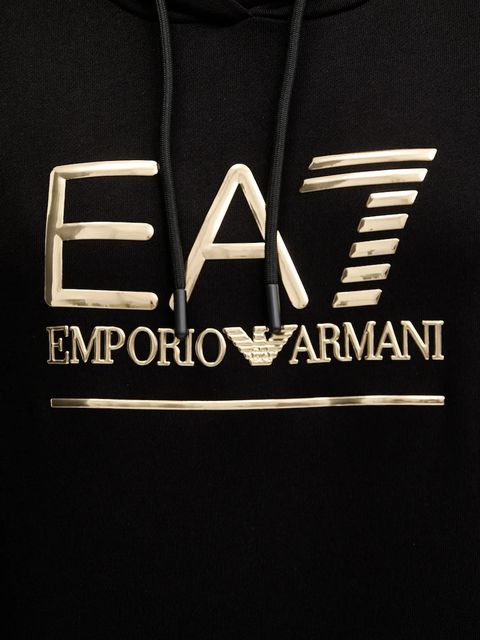 EA7 Emporio Armani bluza damska kolor czarny z kapturem z aplikacją AF12473.7W000417