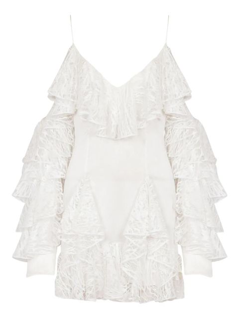 Balmain ruffled mini dress - White - zdjęcie produktu nr 1