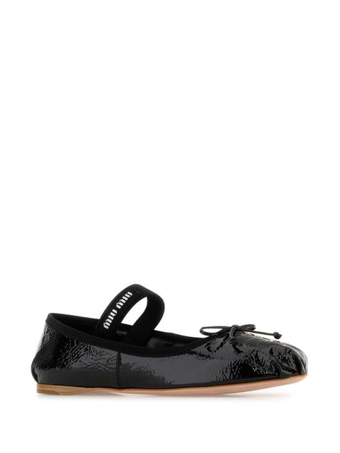 Miu Miu logo-strap ballet flats - Black - zdjęcie produktu nr 2