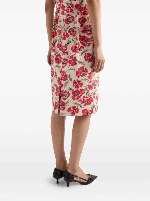 Prada printed soft poplin dress - Neutrals
