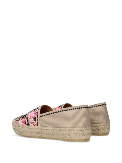 Prada floral-embroidered espadrilles - Neutrals