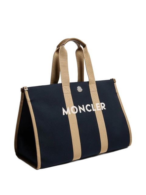 Moncler logo-detail canvas tote bag - Blue - zdjęcie produktu nr 1