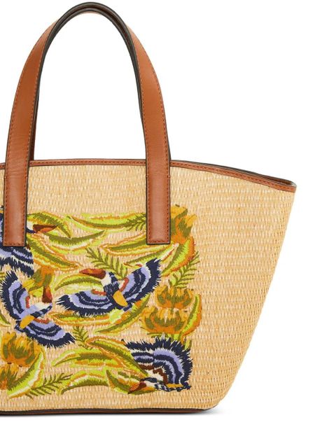 FARM Rio small embroidered tote bag - Neutrals