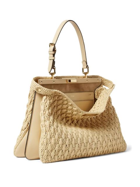 FENDI Peekaboo woven-pattern tote bag - Neutrals