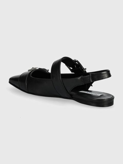 Karl Lagerfeld baleriny skórzane KONNIE kolor czarny z odkrytą piętą KL40186