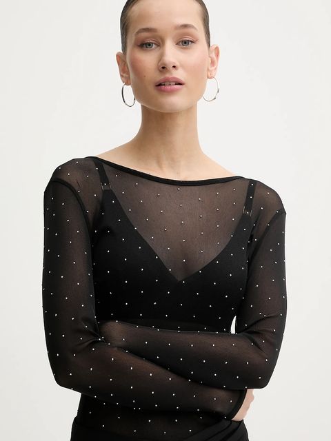 Never Fully Dressed body damska kolor czarny z aplikacją NFDTO1990