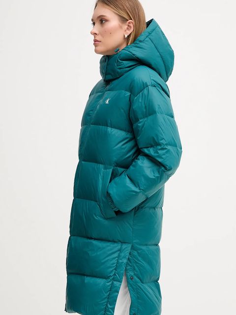 Calvin Klein Jeans kurtka puchowa kolor turkusowy zimowa LV047D502G