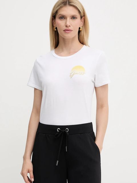 Guess t-shirt bawełniany damski kolor biały W5YI35 K9RM1