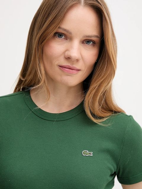 Lacoste t-shirt bawełniany damski kolor zielony TF5538