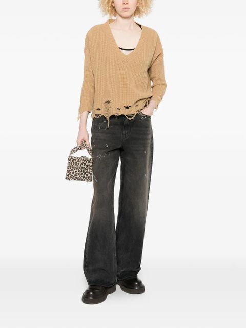 PINKO distressed V-neck sweater - Neutrals - zdjęcie produktu nr 2