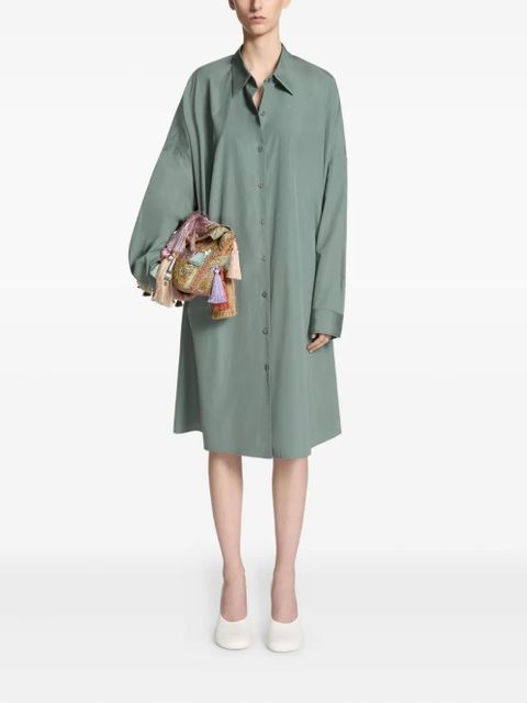 DRIES VAN NOTEN cotton shirt midi dress - Green - zdjęcie produktu nr 2