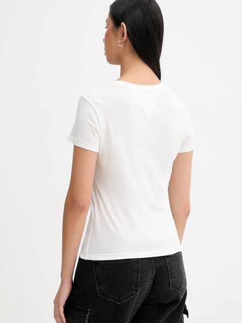 Tommy Jeans t-shirt bawełniany damski kolor beżowy DW0DW21841