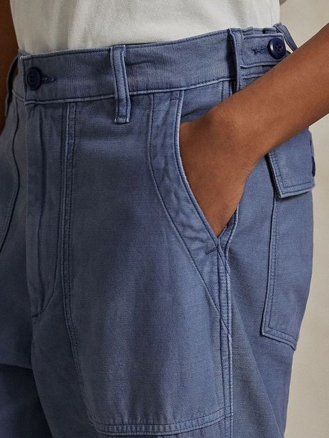 Polo Ralph Lauren spodnie bawełniane damskie kolor niebieski proste medium waist 211978634