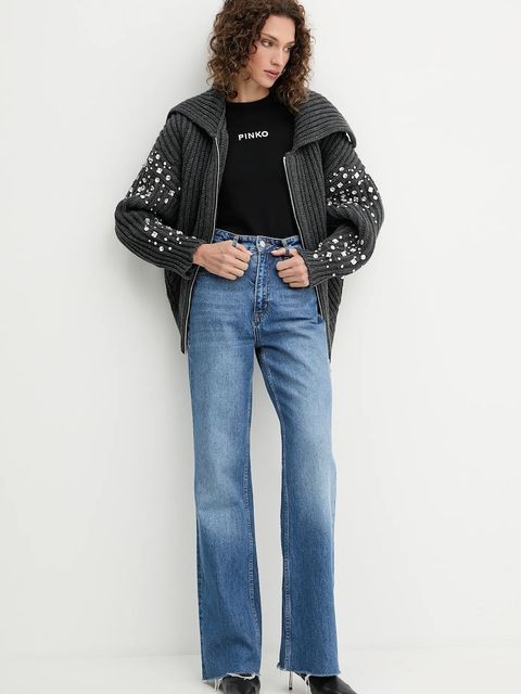 Pinko t-shirt bawełniany damski kolor czarny 105728 A2US - zdjęcie produktu nr 2