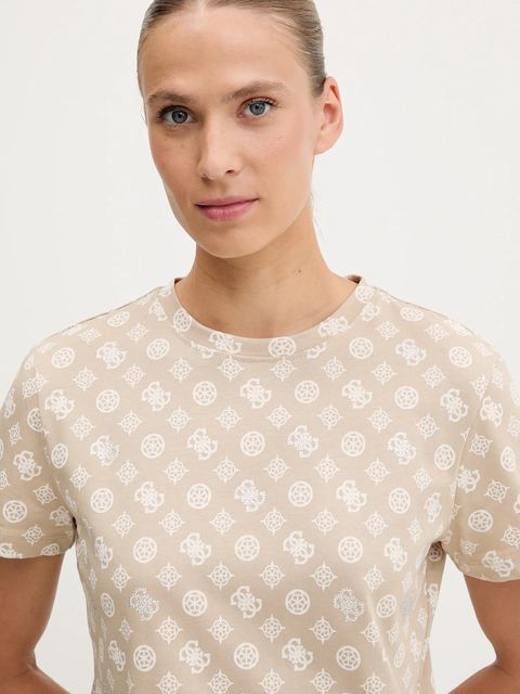 Guess t-shirt bawełniany PEONY damski kolor beżowy V5YI04 I3Z14