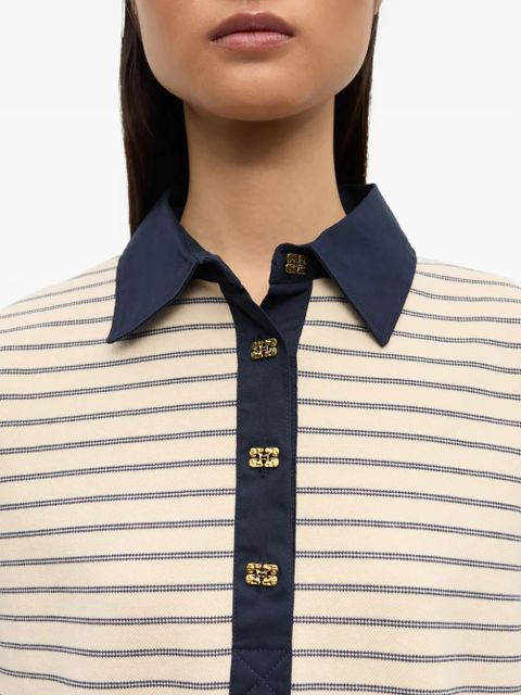 GANNI striped long-sleeve polo shirt - Neutrals