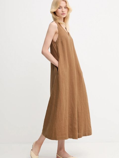 United Colors of Benetton sukienka lniana - zdjęcie produktu nr 2