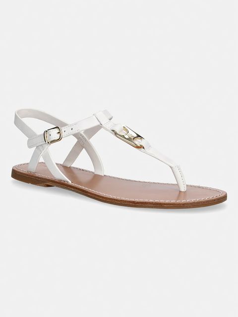 Tommy Hilfiger sandały na płaskim obcasie damskie skórzane LEATHER THONG SANDAL - zdjęcie produktu nr 1