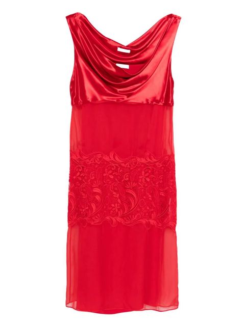 Ferragamo cowl-neck lace-insert dress - Red - zdjęcie produktu nr 1