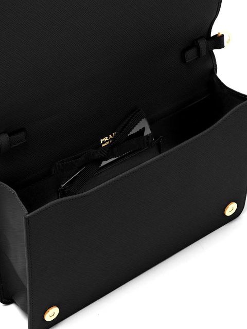 Prada logo-lettering Saffiano leather shoulder bag - Black